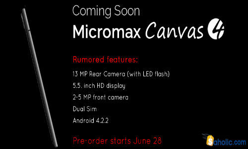 Micromax Canvas 4 Full Specs Leaked Online [REPORT] 